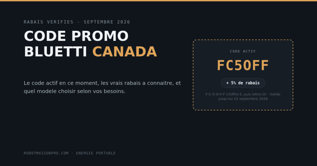 Code promo Bluetti Canada : les meilleurs rabais actuels